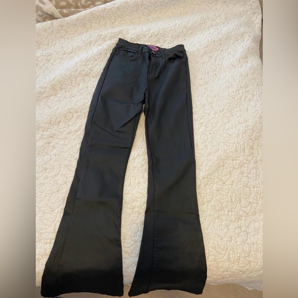 Edikted black Leather flare pants